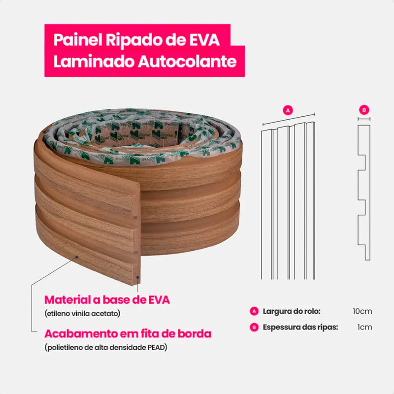Kit Painel Ripado Autocolante 3M Laminado | Linha Madeto | Premium