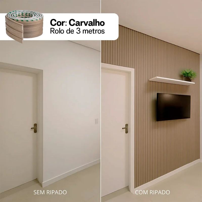 Kit Painel Ripado Autocolante 3M Laminado | Linha Madeto | Premium